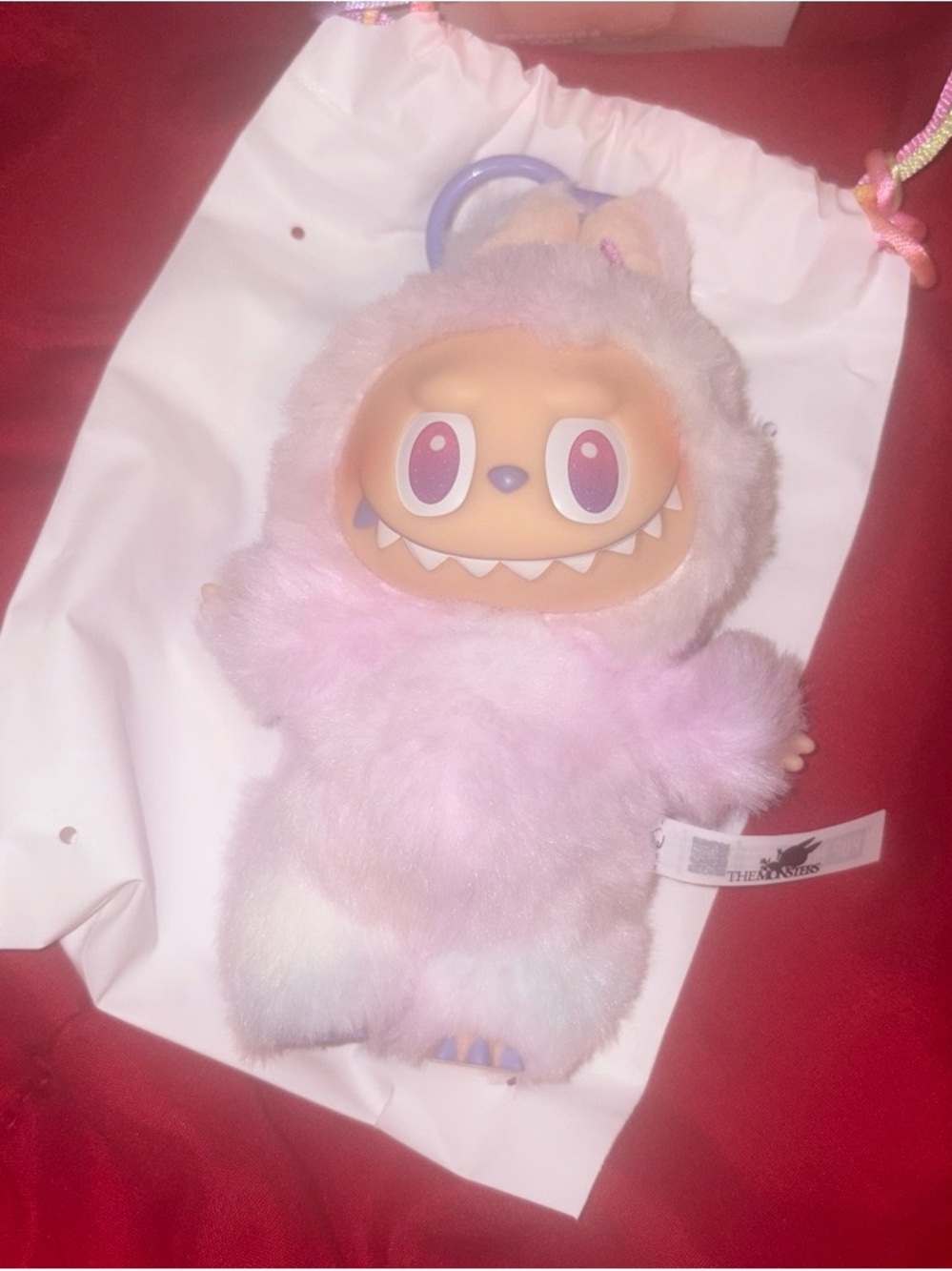 Plush Keychain Monster – Pastel Pink Furry Character